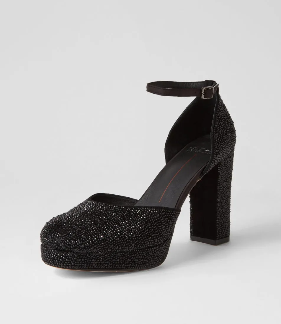 MOLLINI Angelar Black Jewels Suede Heels