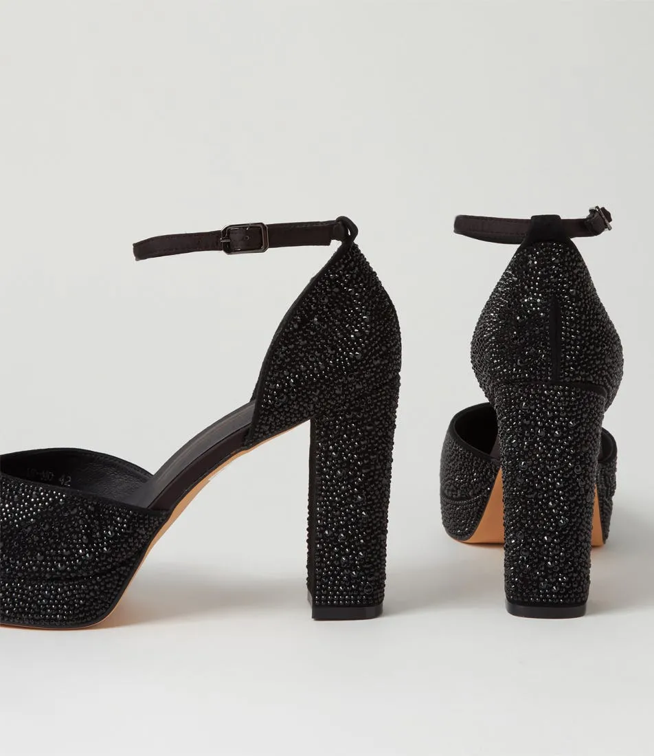 MOLLINI Angelar Black Jewels Suede Heels