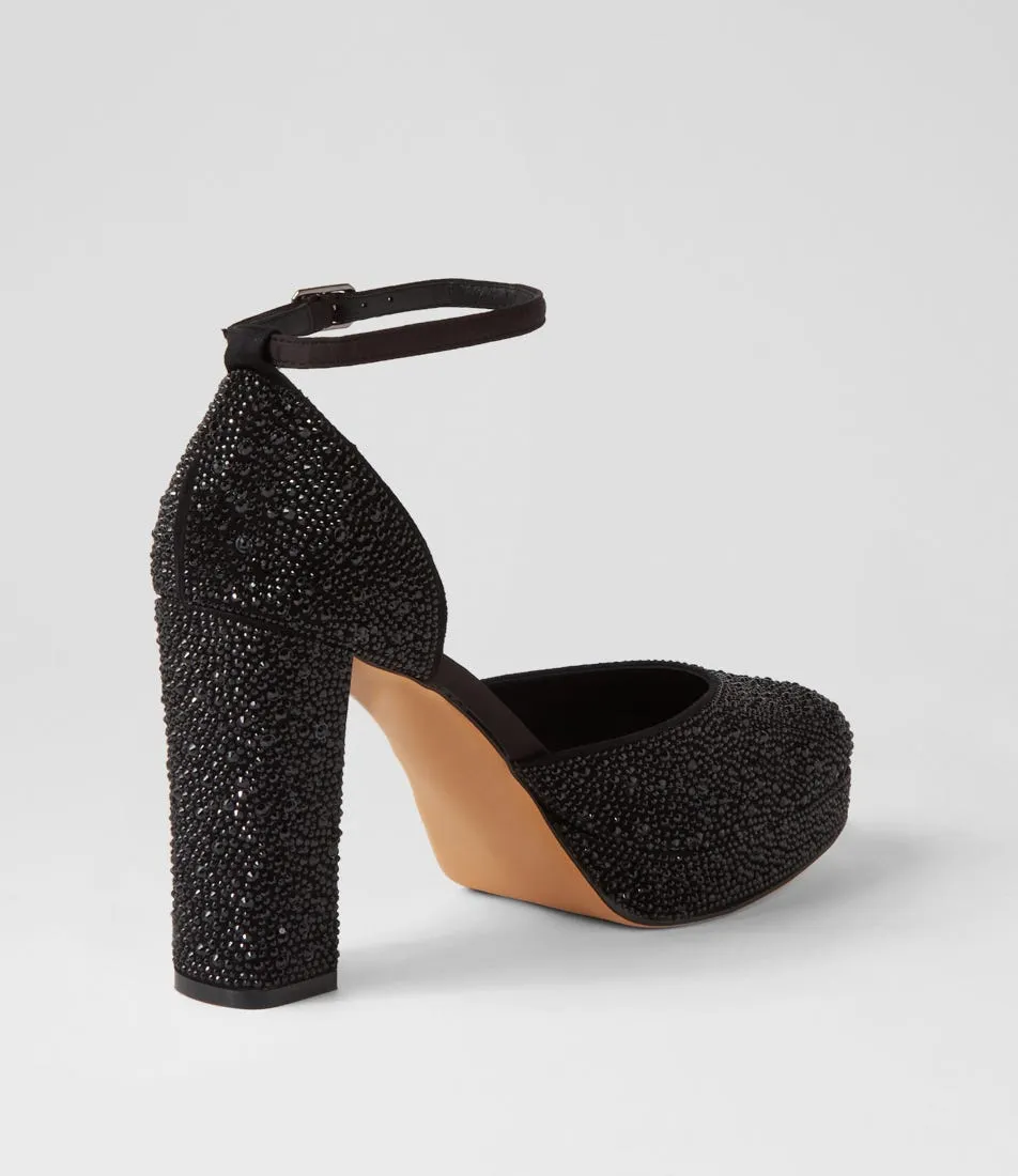 MOLLINI Angelar Black Jewels Suede Heels