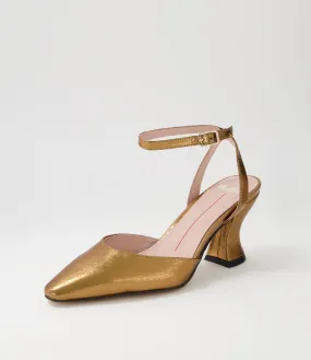 MOLLINI Cater Gold Crackle Leather Heels