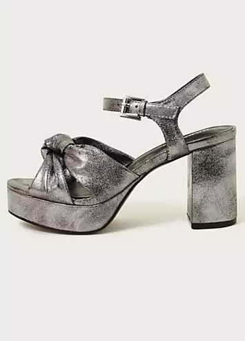 Monsoon Metallic Twist Knot Platform Heels | Grattan