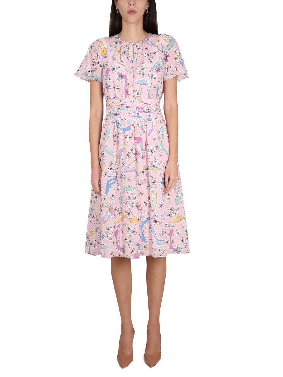 moschino boutique silk dress with heels and flowers