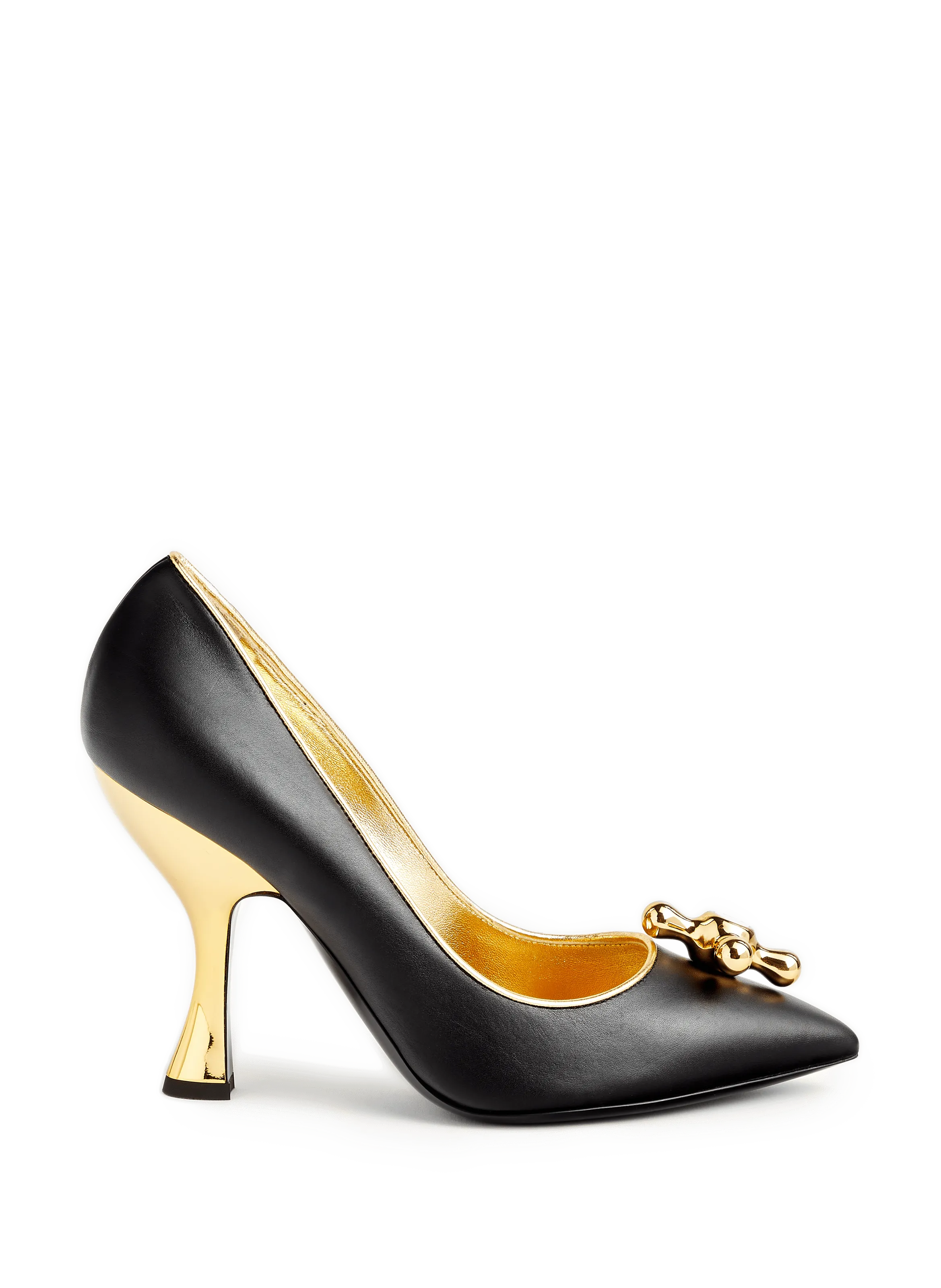 MOSCHINO  Leather heels with tap detail - Black