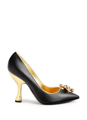 MOSCHINO  Leather heels with tap detail - Black