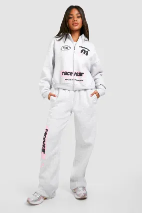 Motorsport Puff Print Zip Through Hooded Tracksuit