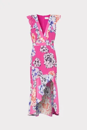 Nanci Ruffle Dress with Petal Bloom Pattern