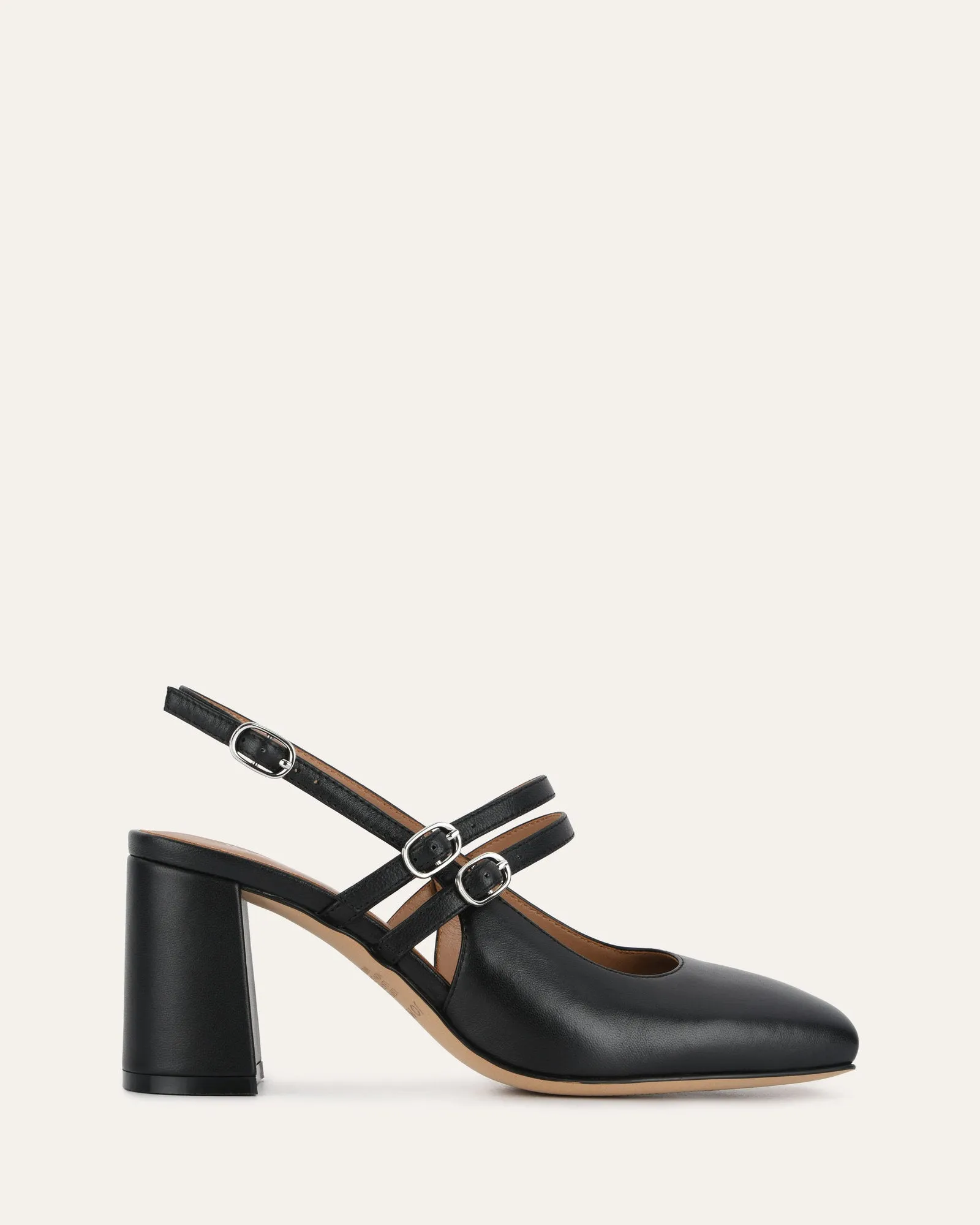 Natasha mid heels black leather