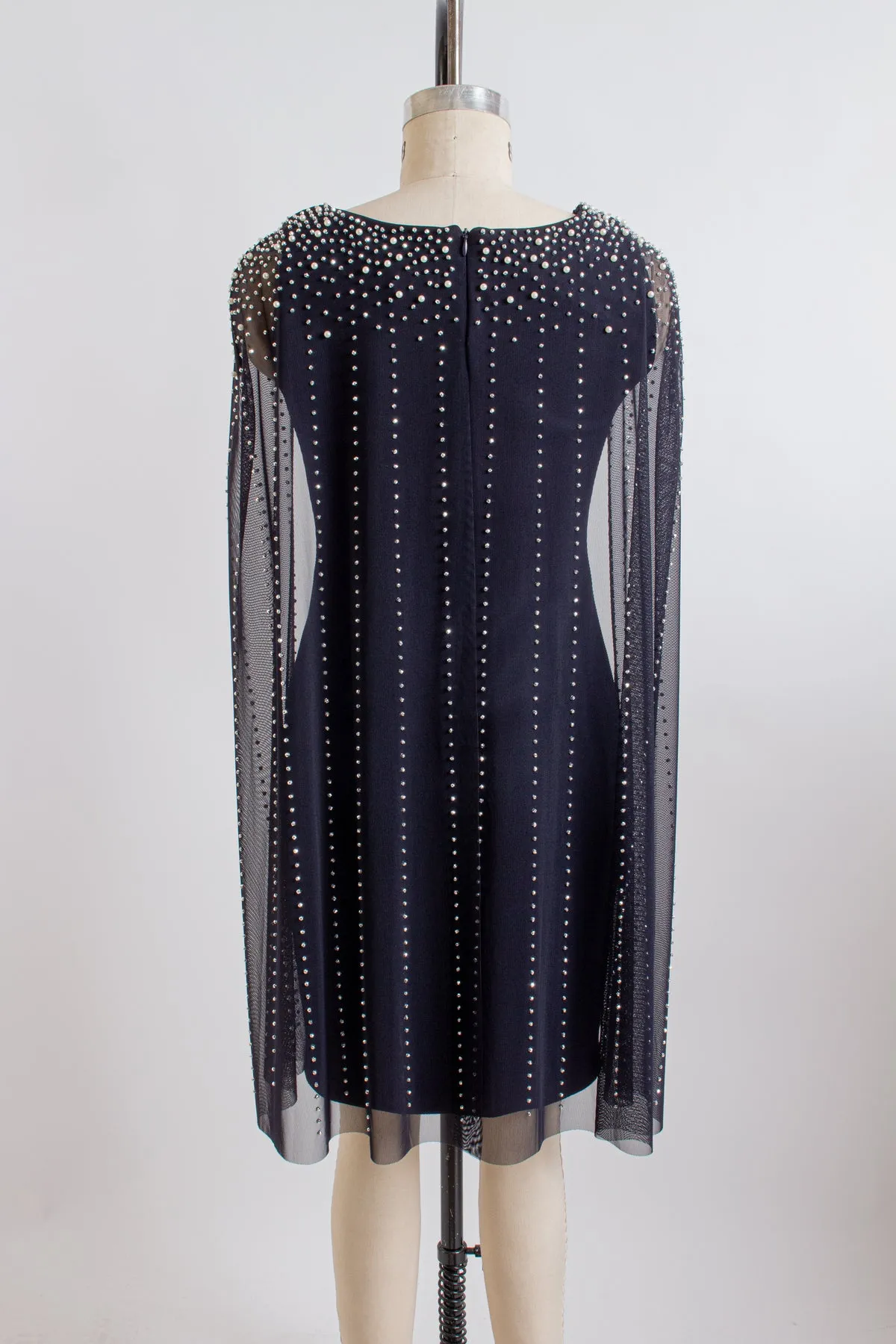 Navy Beaded Midi Dress