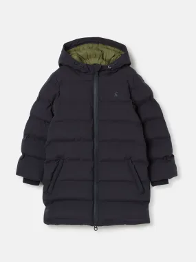 Navy Blue Padded Waterproof Coat with Hood