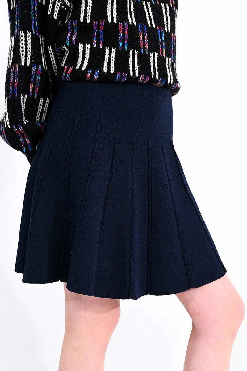 Navy Knit Skater Skirt