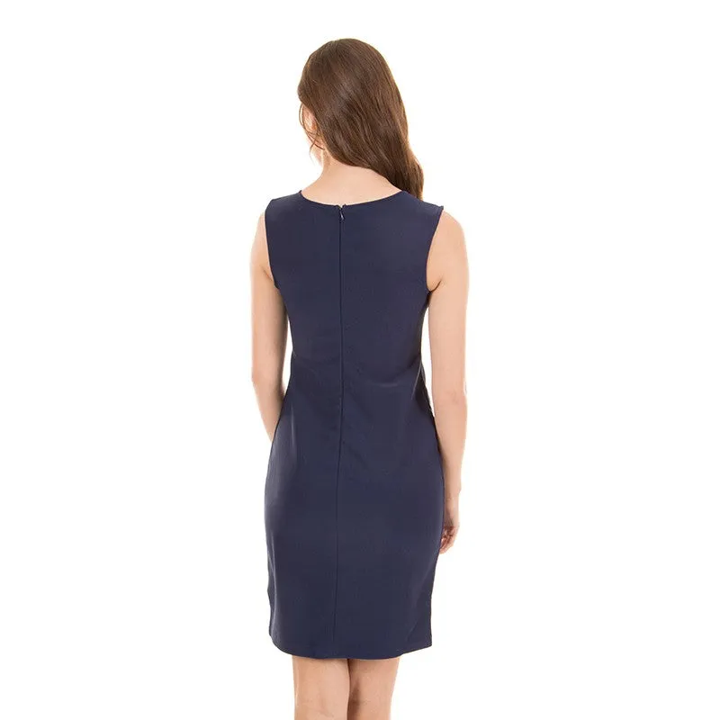 Navy Lace Shift Dress Sleeveless