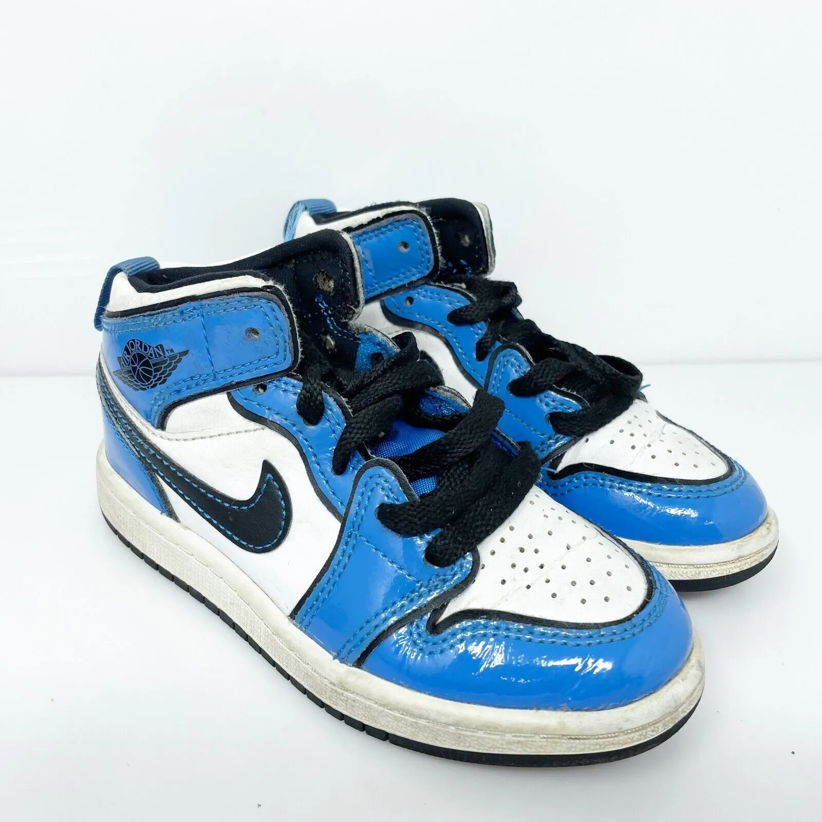 Nike Boys Air Jordan 1 Mid SE BQ6932 Blue Basketball Shoes Sneakers Size 11.5C