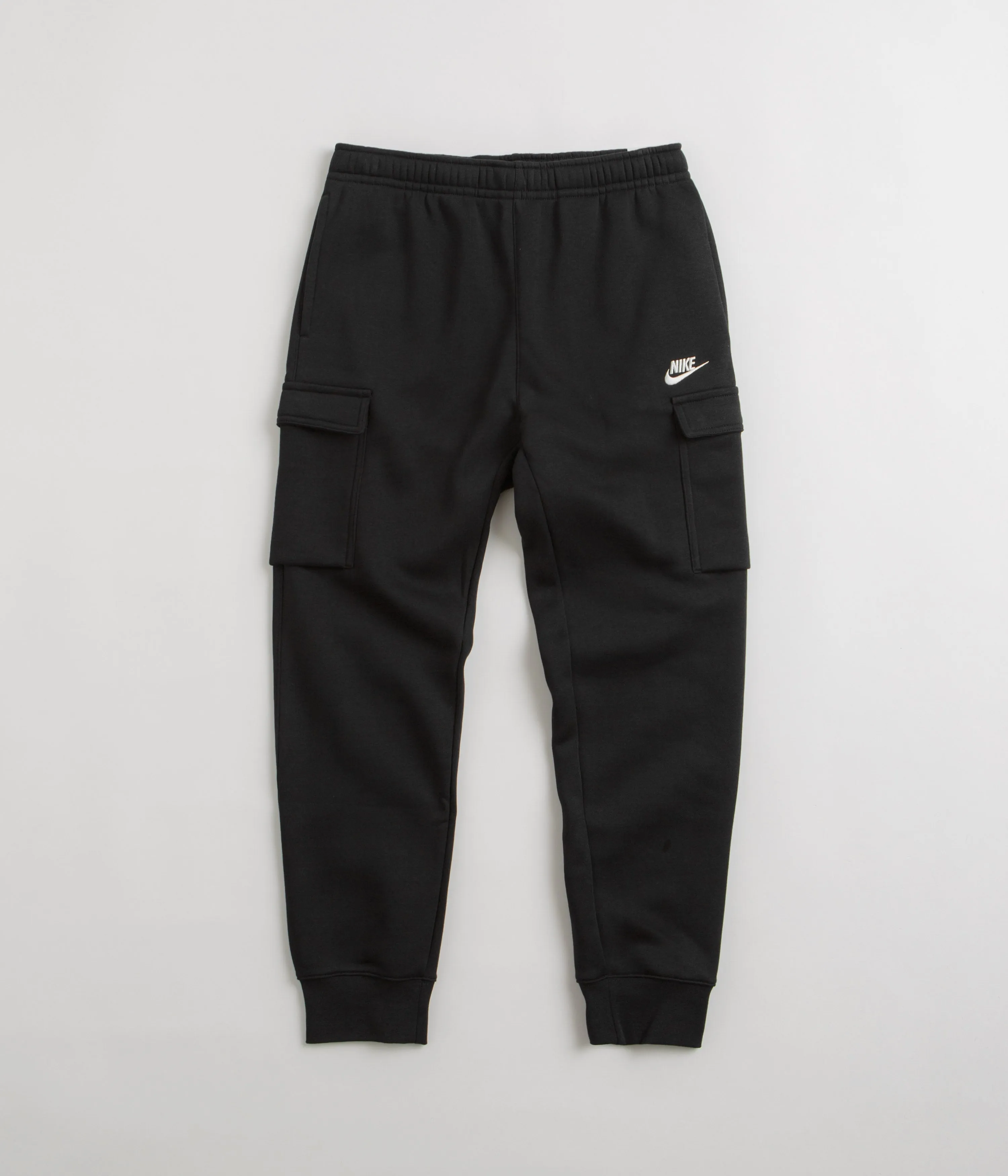 Nike Club Fleece Cargo Joggers in Black, Black, White.