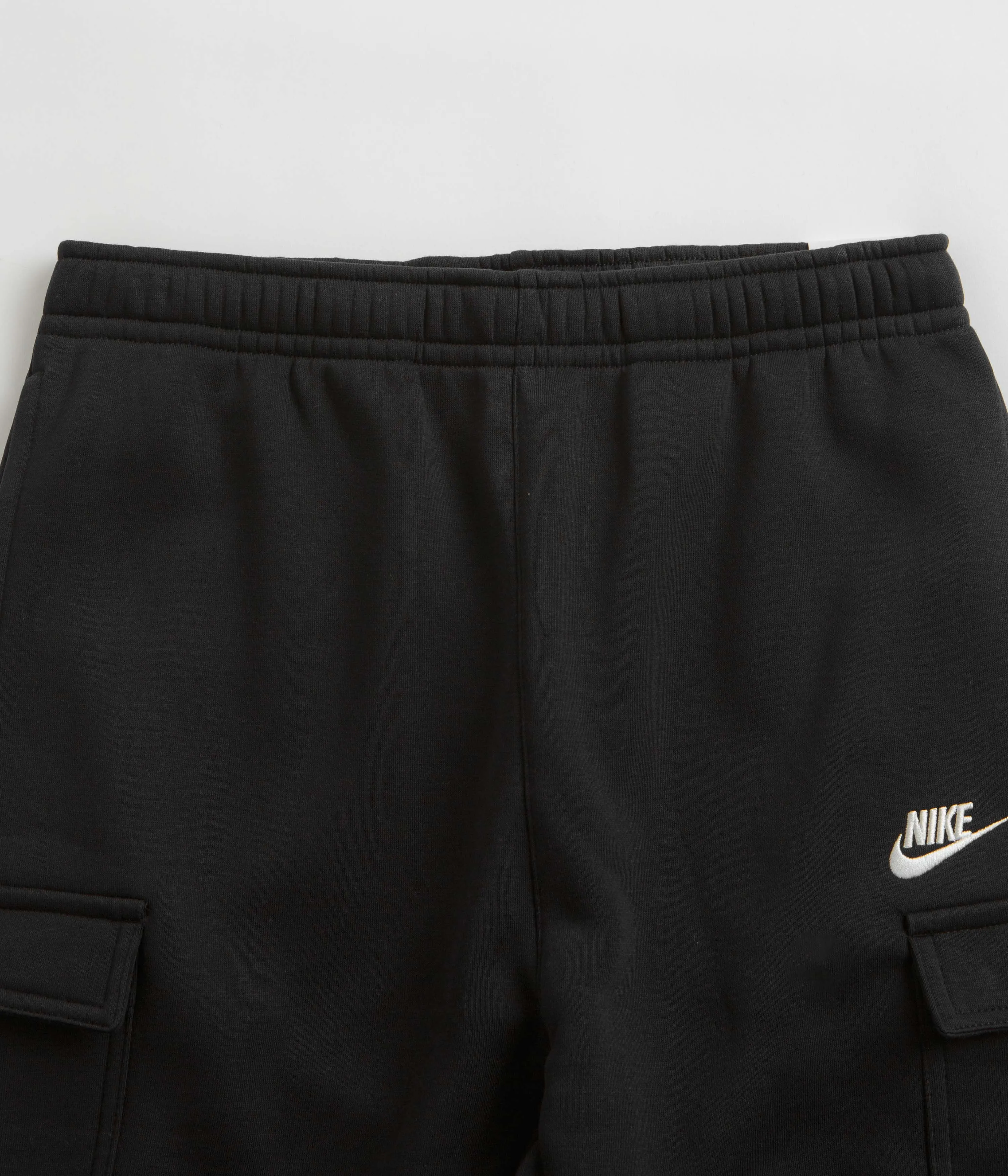 Nike Club Fleece Cargo Joggers in Black, Black, White.