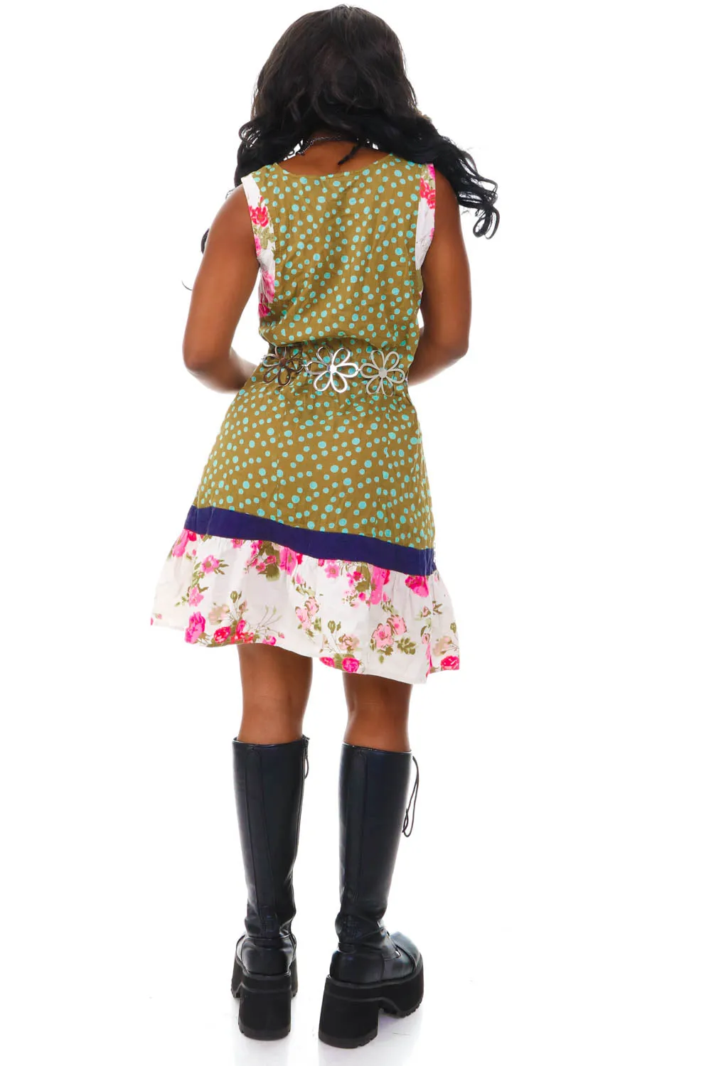 Not-Quite-Vintage Green Polka Dot Dress - S