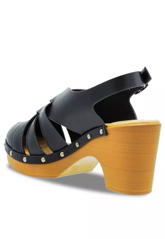 NOVENI Noveni Solid Tone Wooden Casual Heels