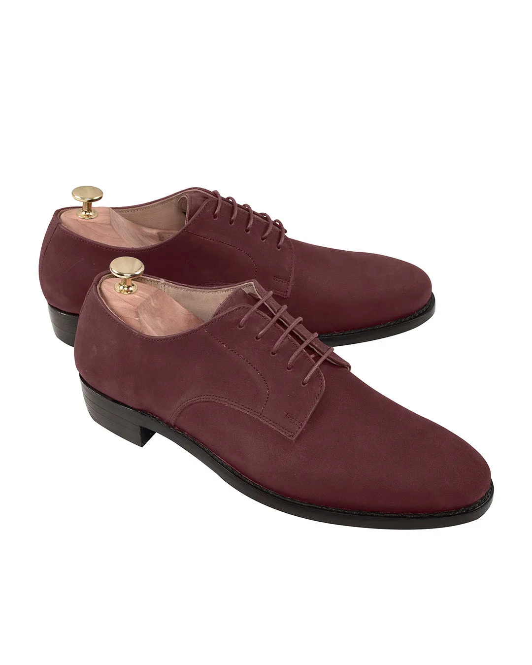 Nubuck Derby Shoes in Burgundy