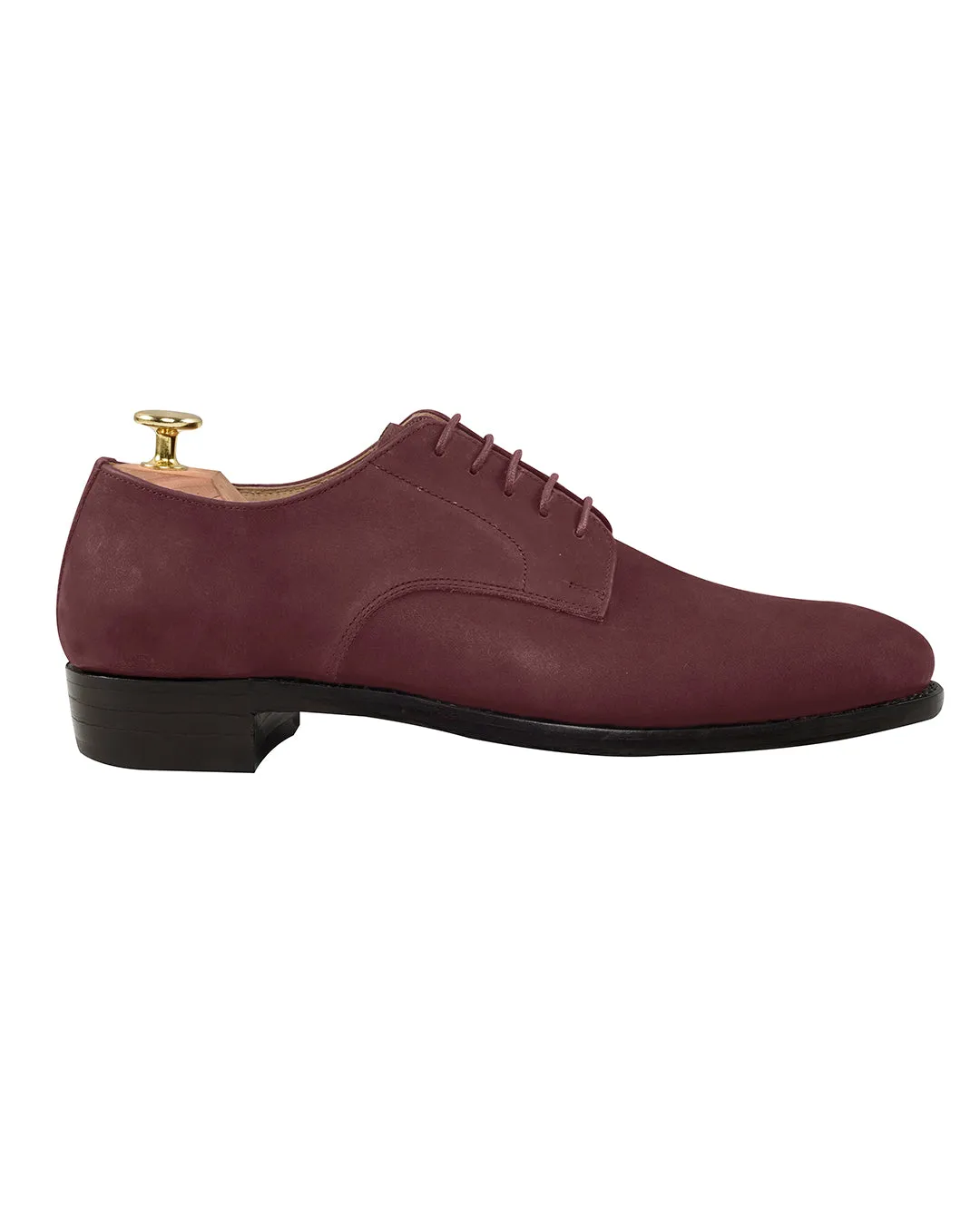 Nubuck Derby Shoes in Burgundy