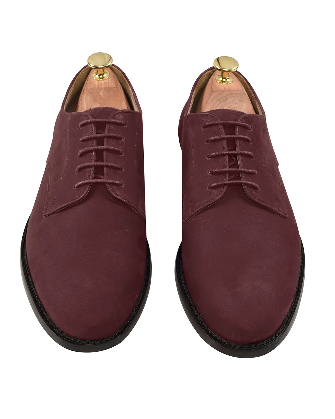 Nubuck Derby Shoes in Burgundy