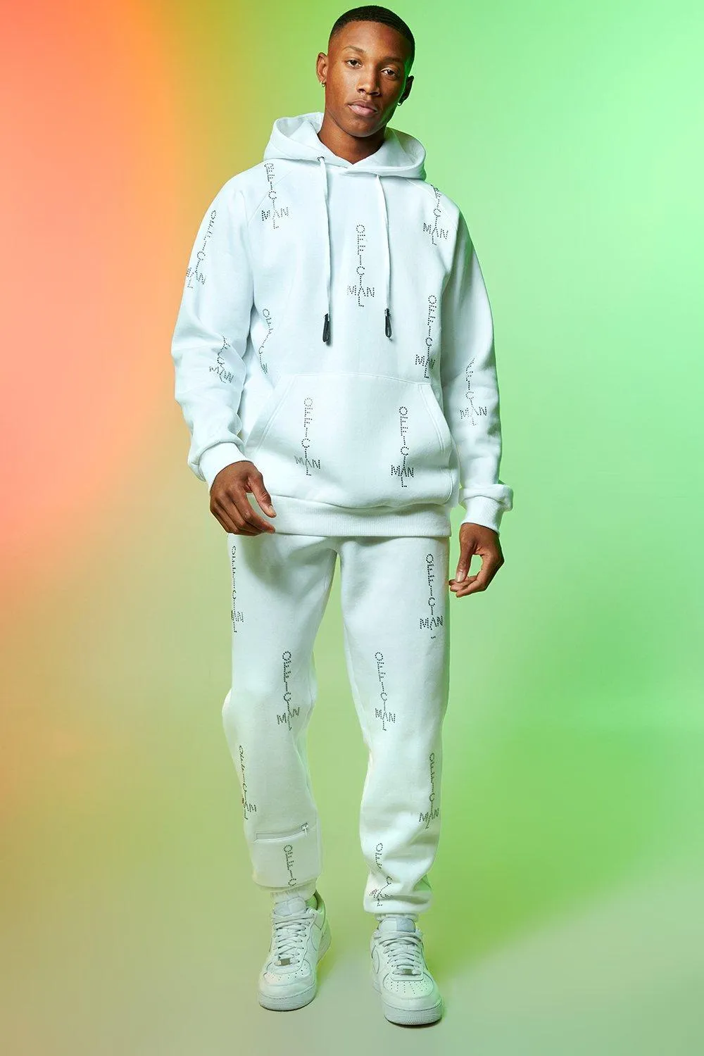 Ofcl Man Rhinestone Tracksuit | boohooMAN UK