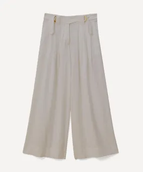 Off-White Linen Low Waist Trousers