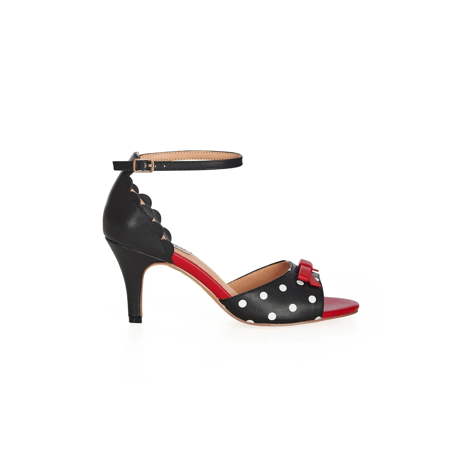 Open Toe Polka Dot Heels with Red Bow