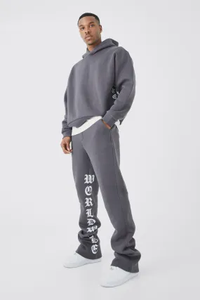 Oversized Boxy Printed Flared Tracksuit | boohooMAN UK