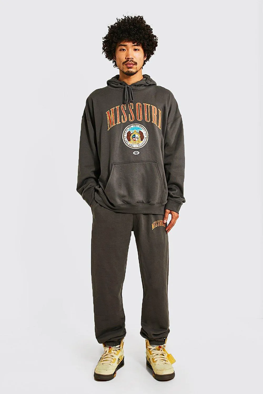 Oversized Missouri Varsity Hooded Tracksuit | boohooMAN UK