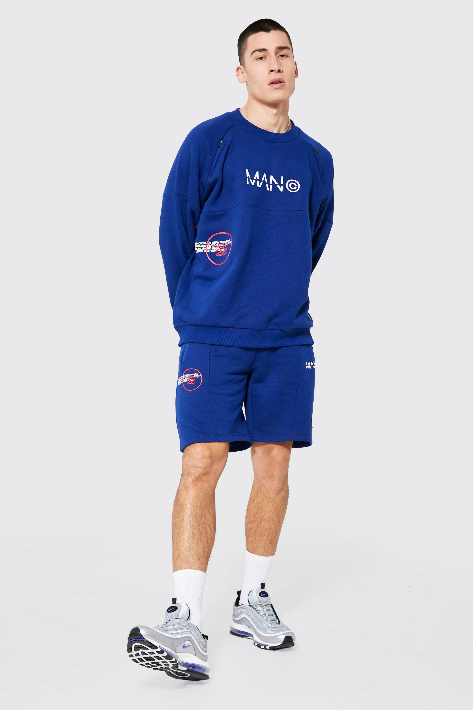 Oversized Panelled Short Tracksuit | boohooMAN UK