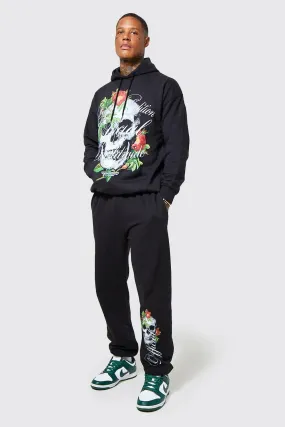 Skull Print Oversized Hoodie Set