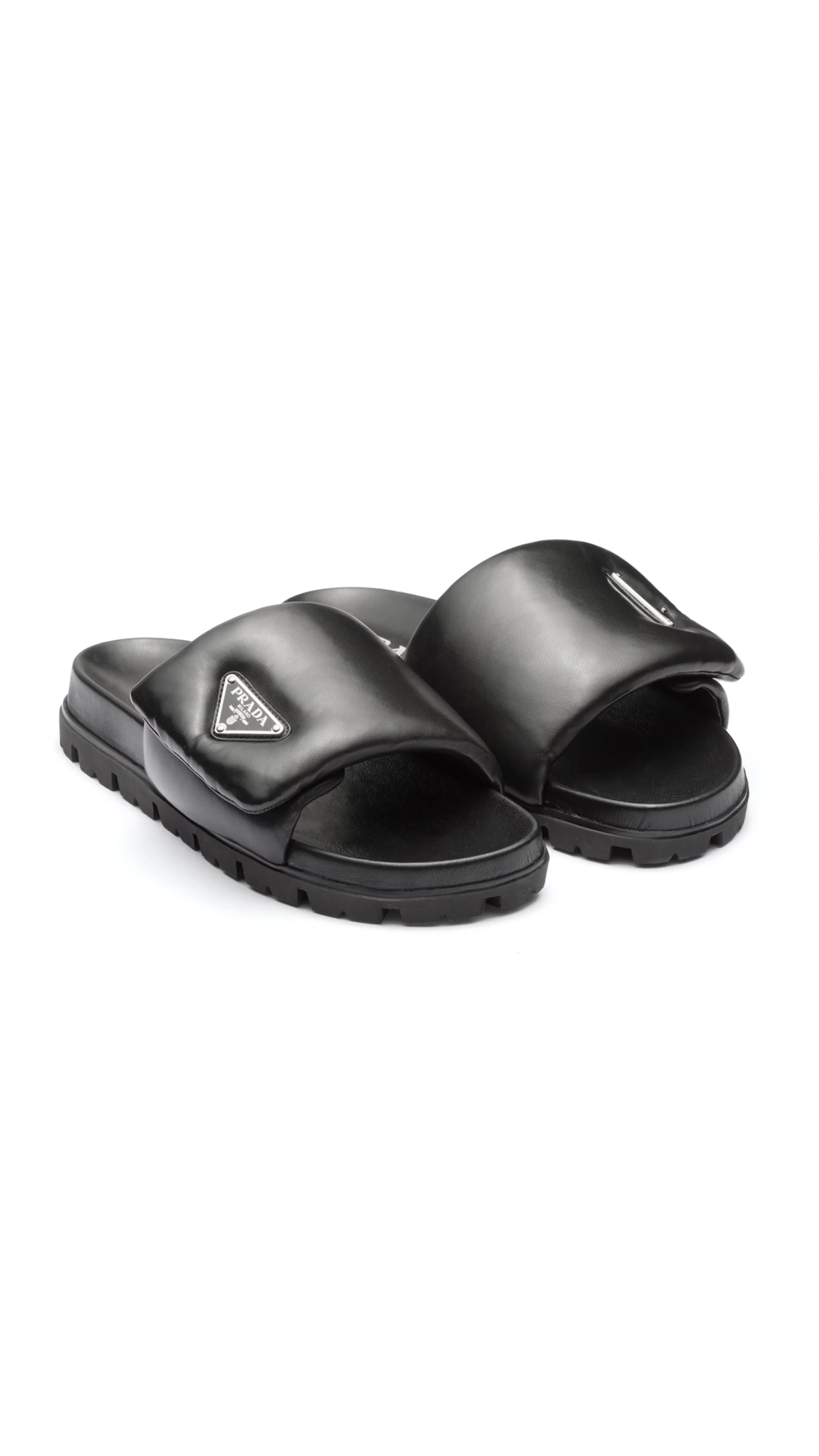 Padded Nappa Leather Black Slide