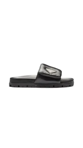 Padded Nappa Leather Black Slide