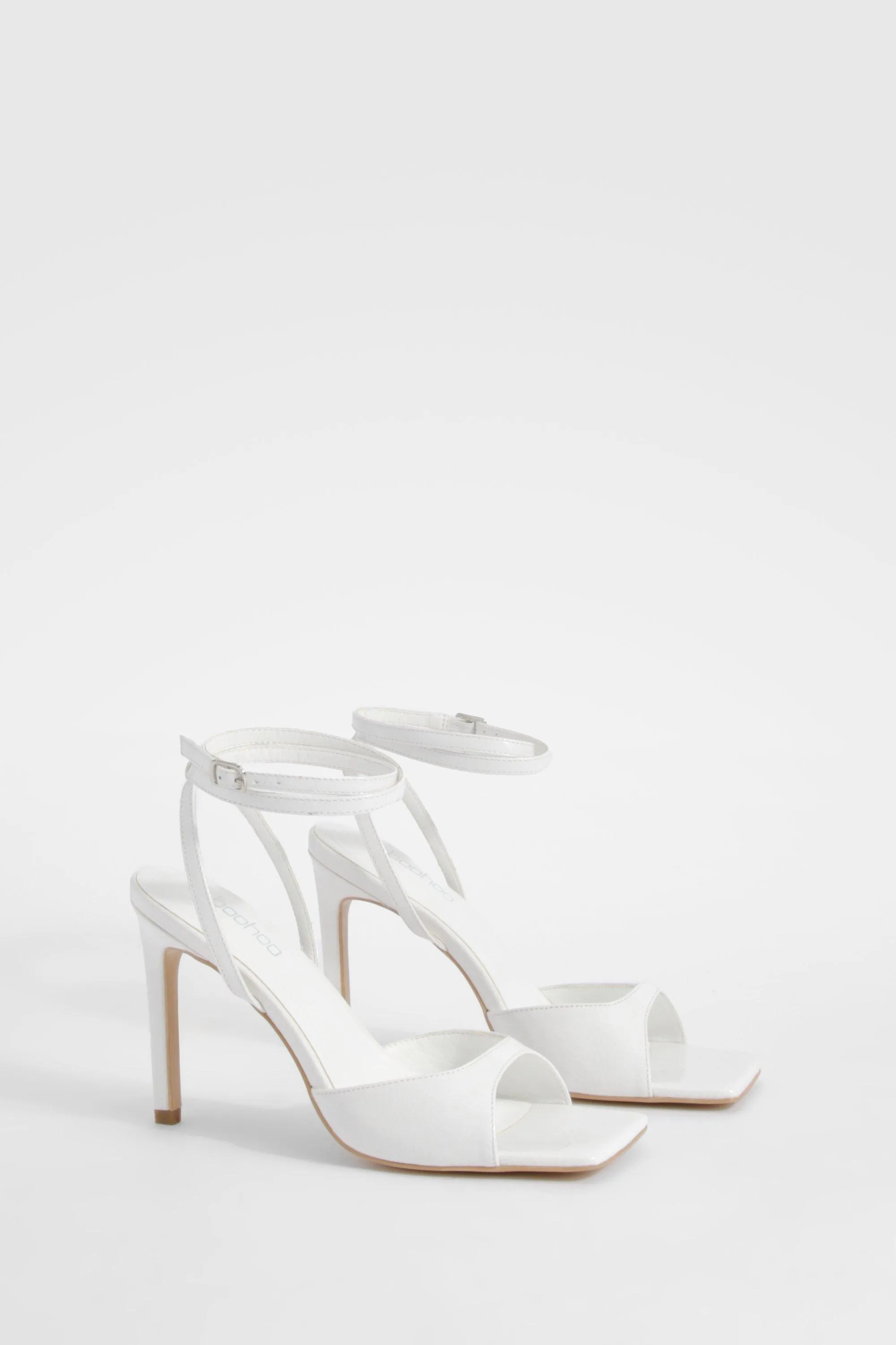 Patent Square Toe Ankle Wrap Heels