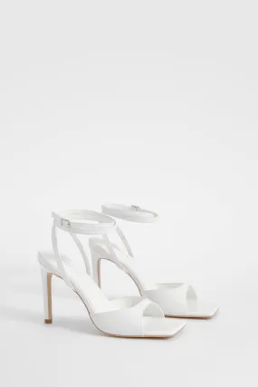 Patent Square Toe Ankle Wrap Heels