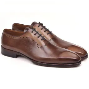 Antique Brown Calfskin Oxfords Shoes by Paul Parkman