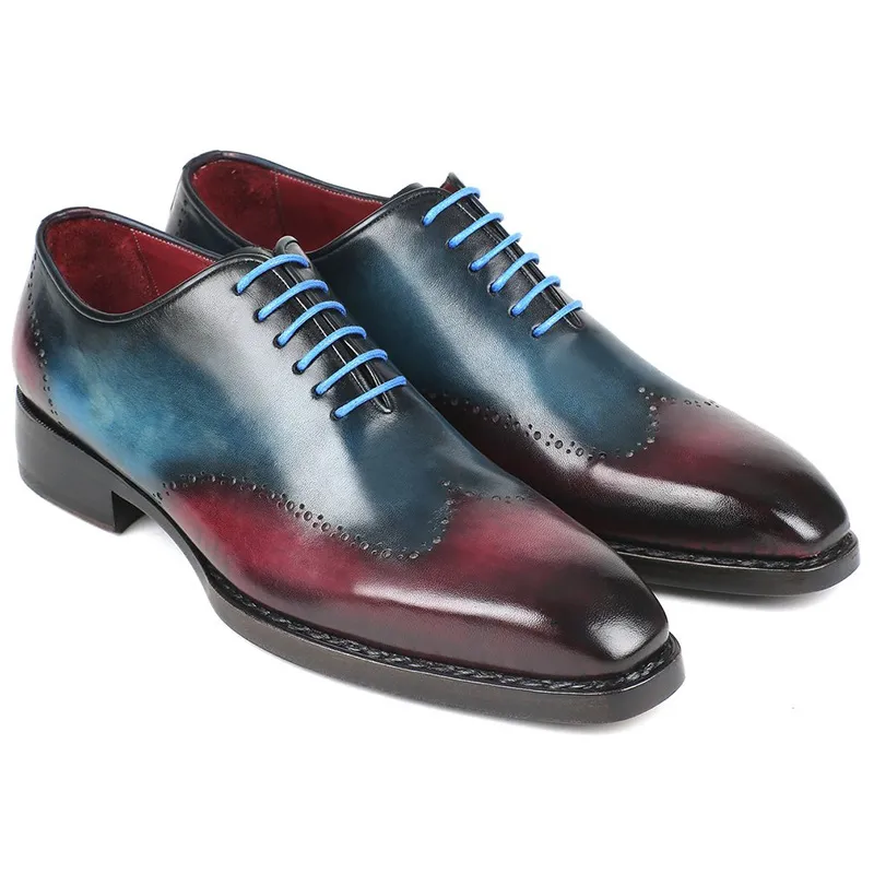 Blue & Purple Leather Wingtip Oxfords by Paul Parkman