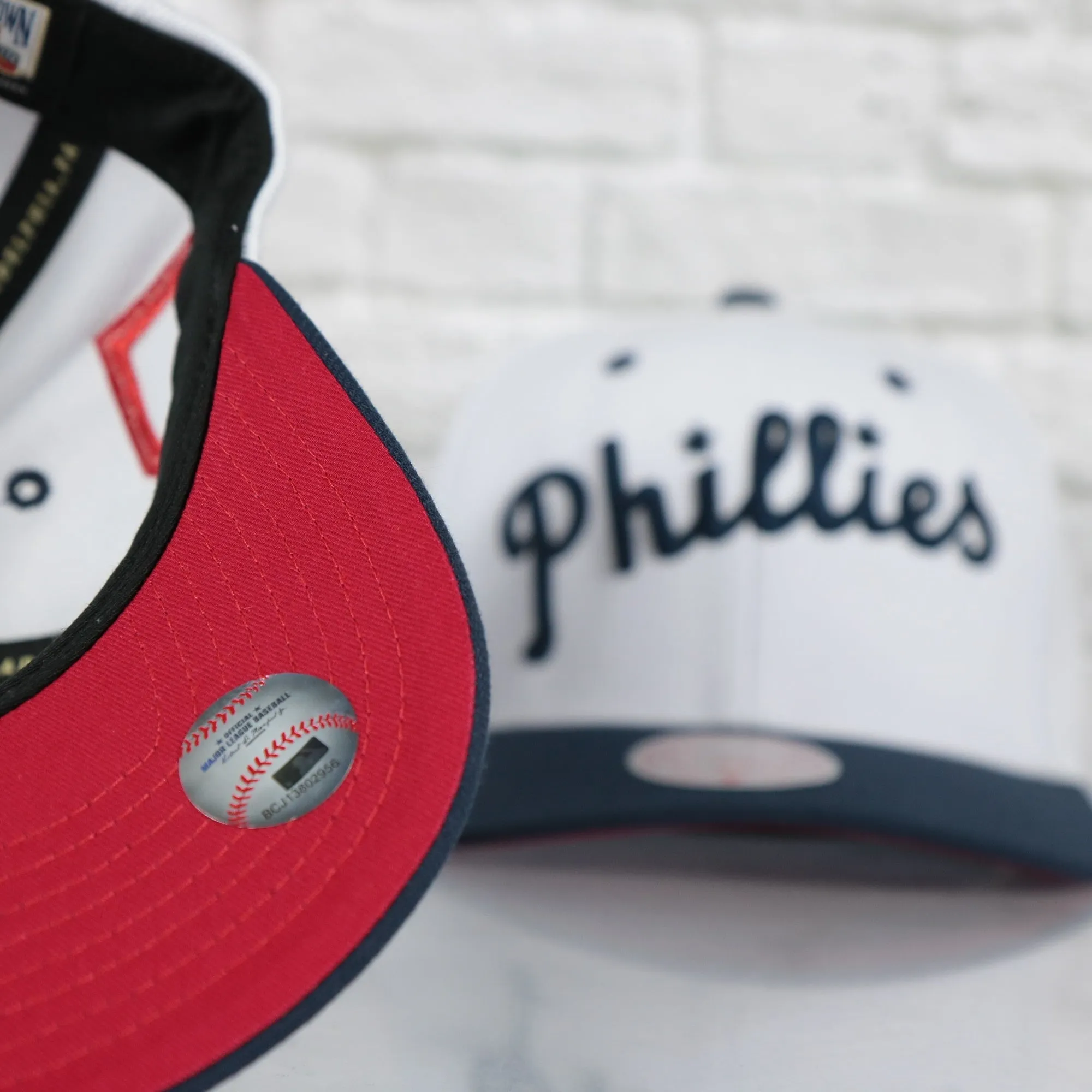 Philadelphia Phillies Cooperstown Jersey Script 1911 Logo Patch Evergreen Pro White Navy Snapback Hat