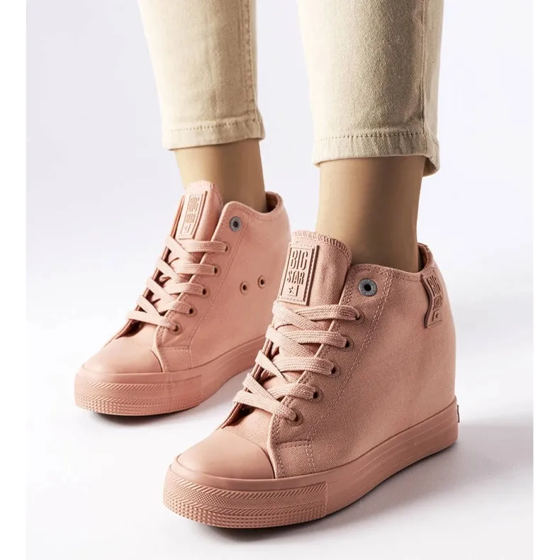 Pink Big Star LL274036 wedge sneakers