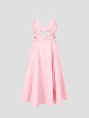 Pink Bow-Front Midi Dress by Dayanara