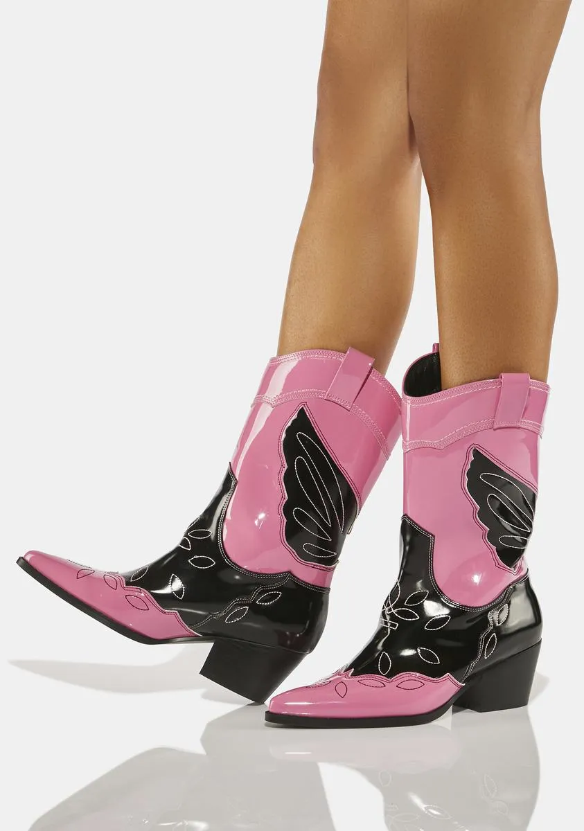 Pink Howdy Cowboy Boots-