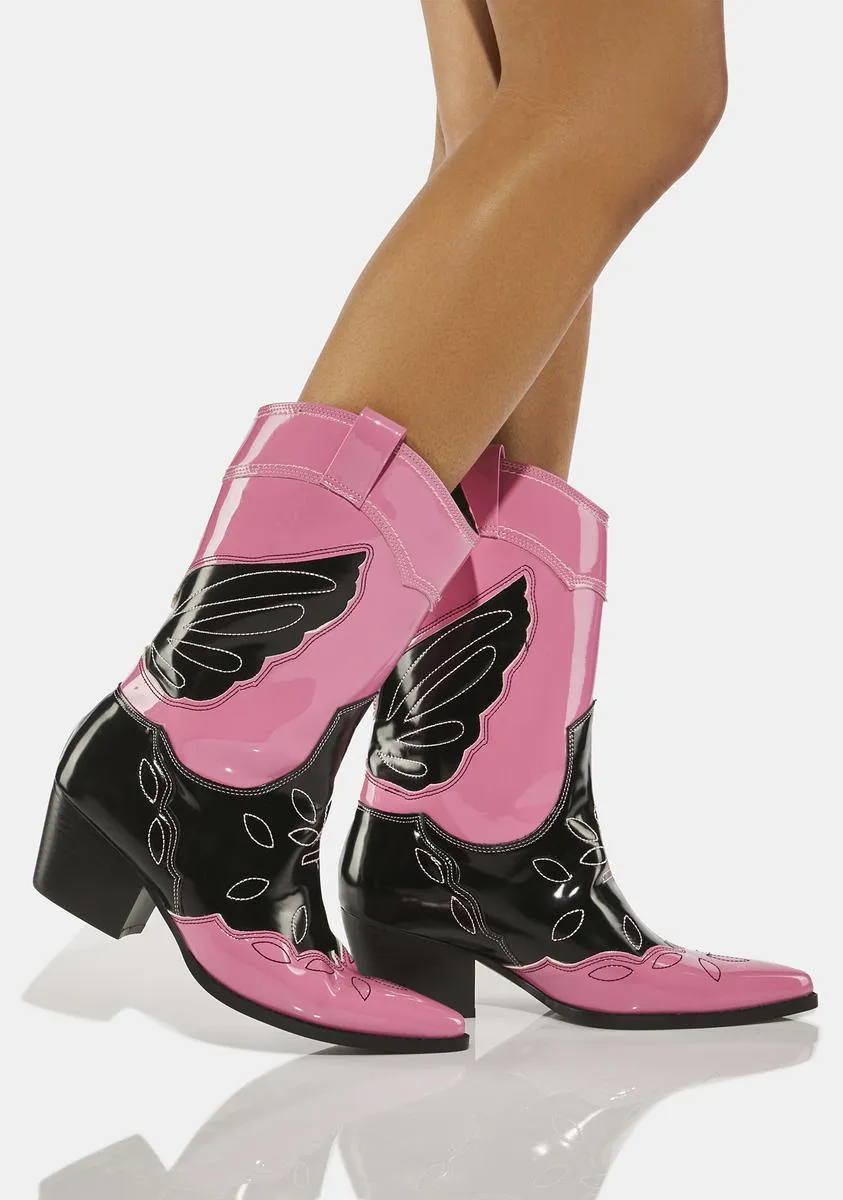 Pink Howdy Cowboy Boots-