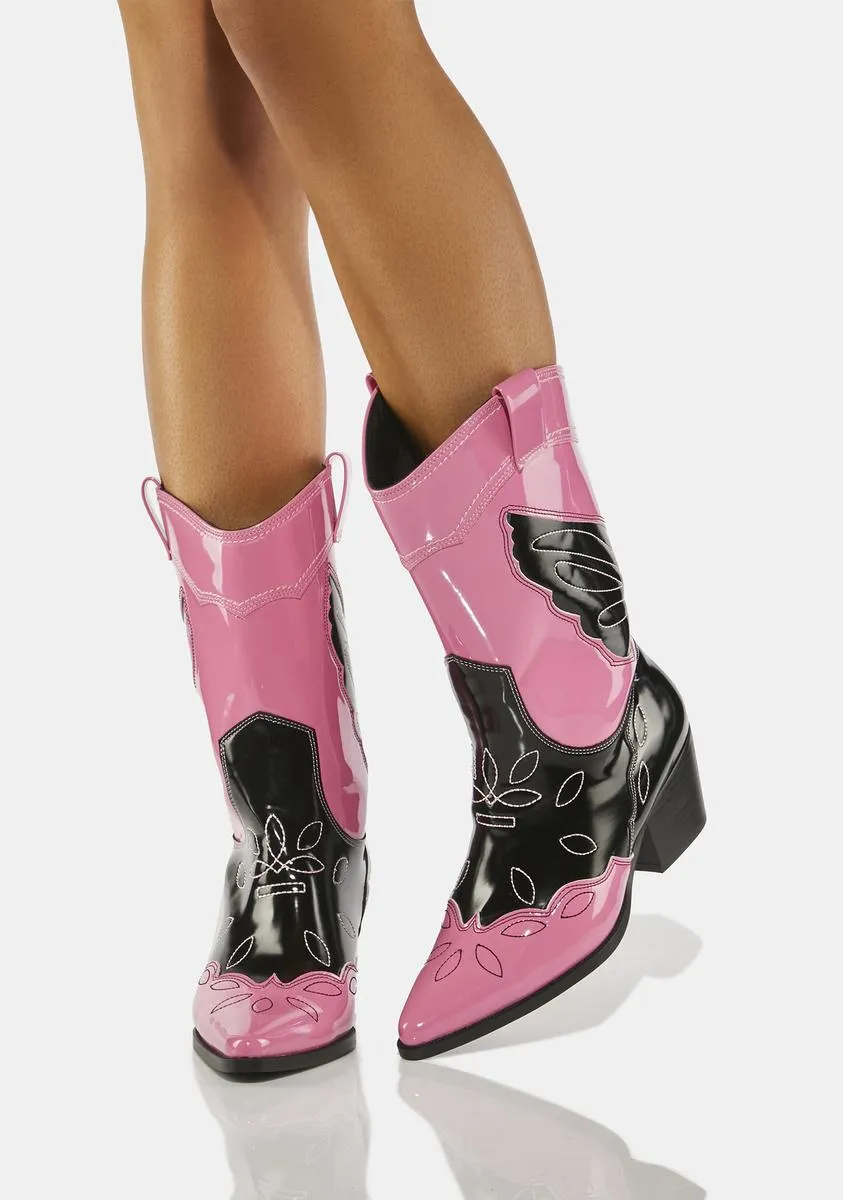 Pink Howdy Cowboy Boots-