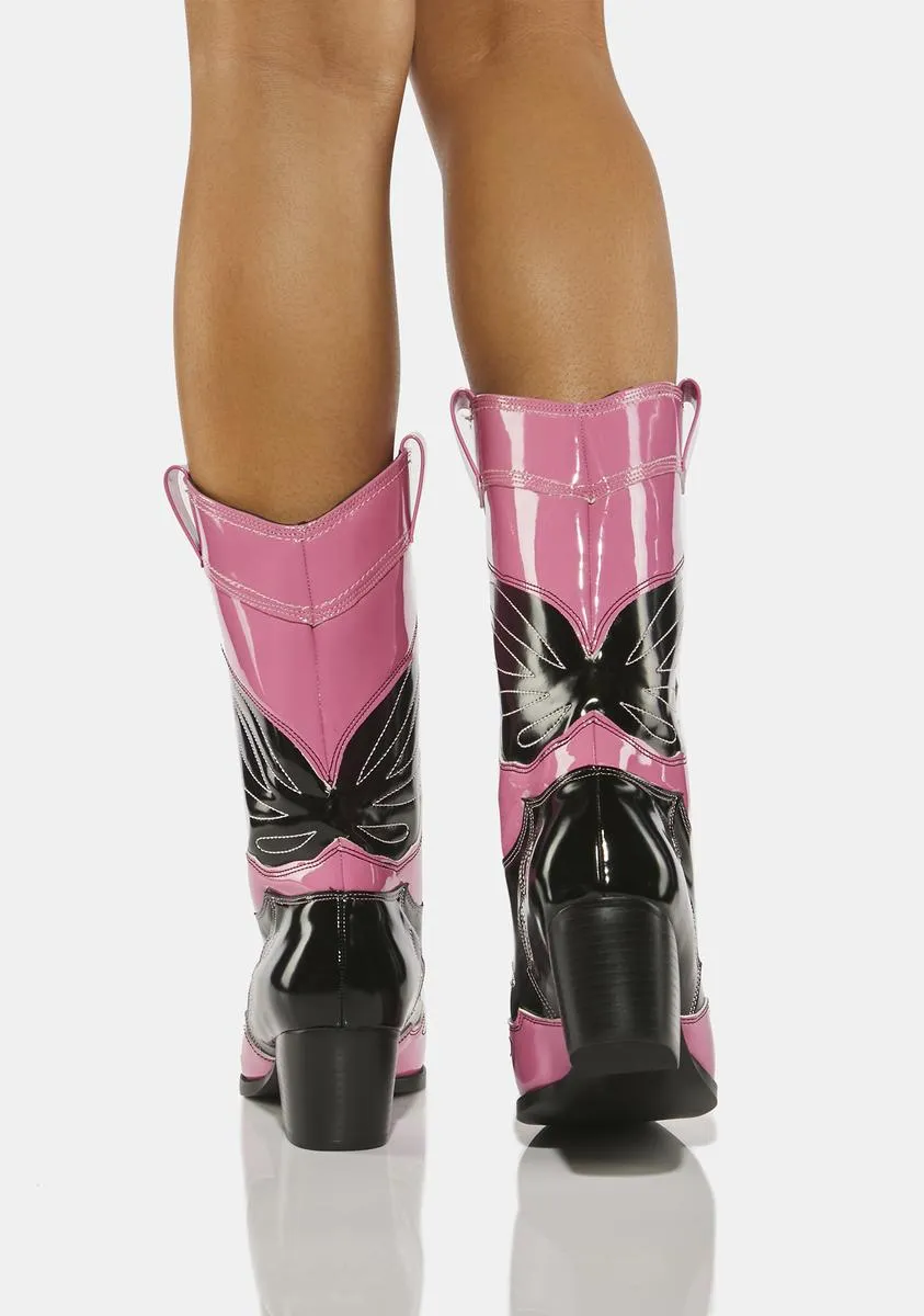 Pink Howdy Cowboy Boots-