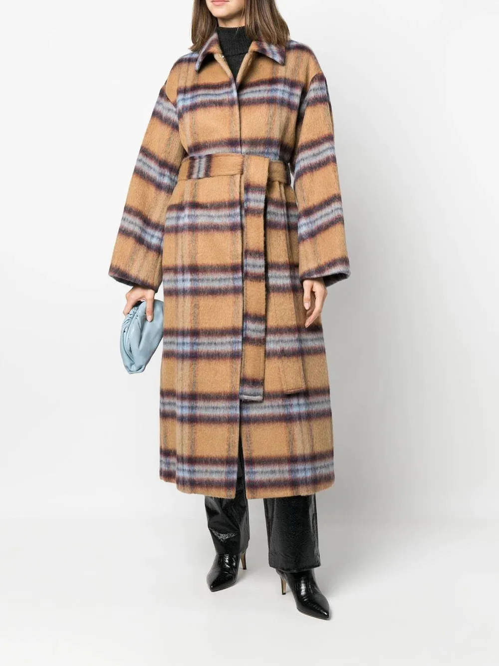 Plaid Check Belted Coat - Style 022 Checkerboard