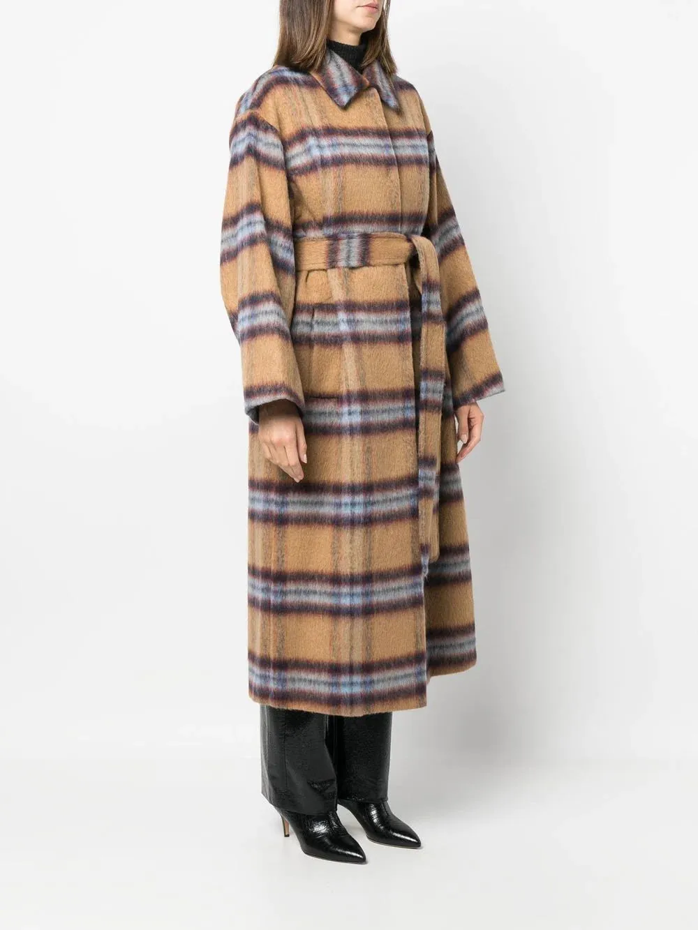 Plaid Check Belted Coat - Style 022 Checkerboard