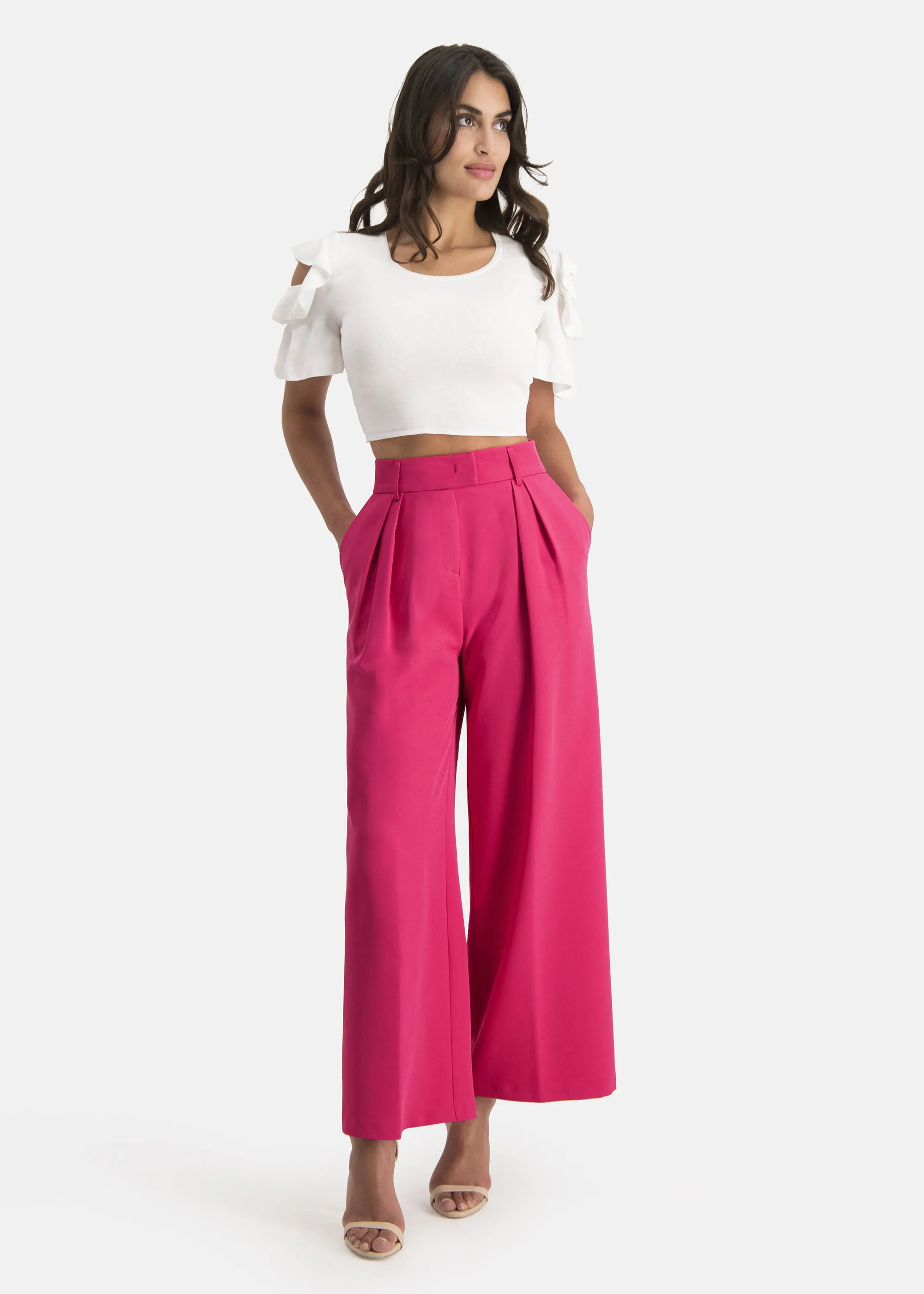 Plain pleated trousers - RONICA in PINK