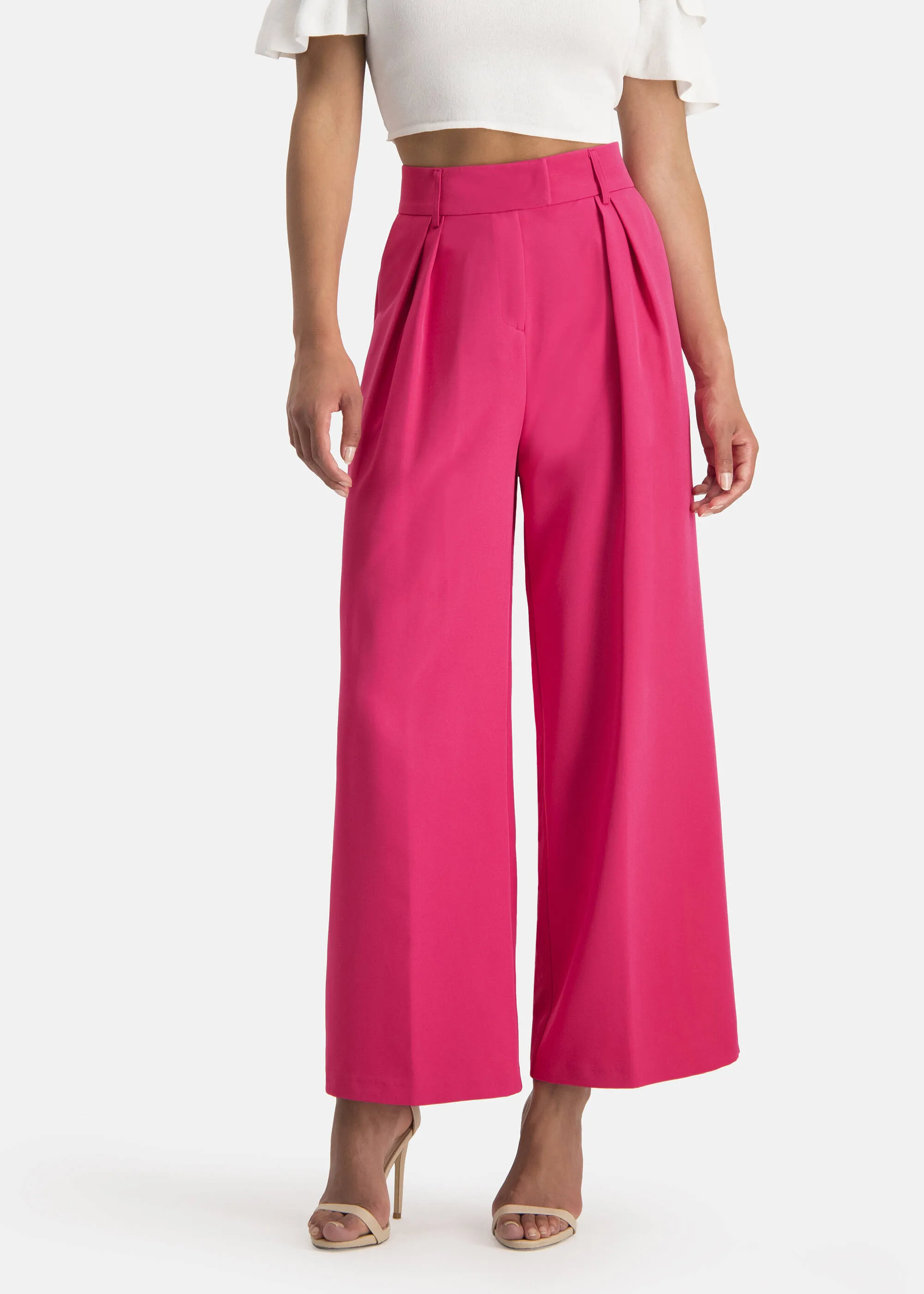 Plain pleated trousers - RONICA in PINK