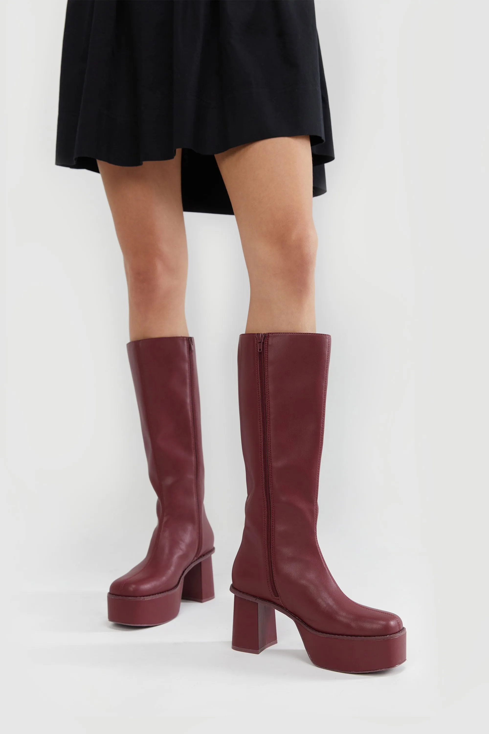 PLATFORM KNEE HIGH BOOTS