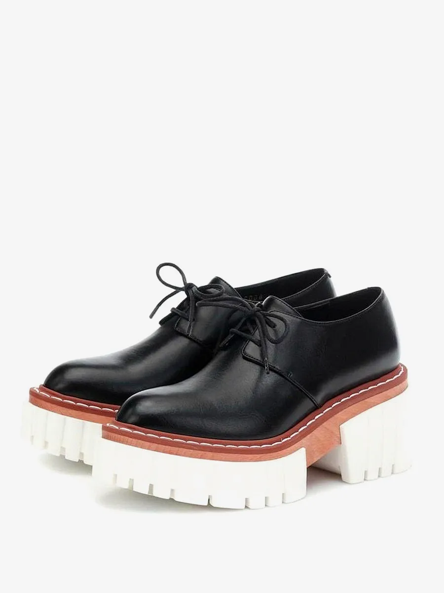 Platform Round Toe Lace Up Oxfords