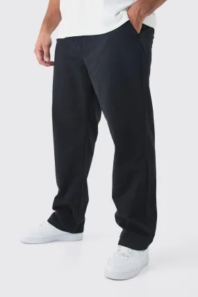 Plus Fixed Waist Straight Fit Chino Trousers